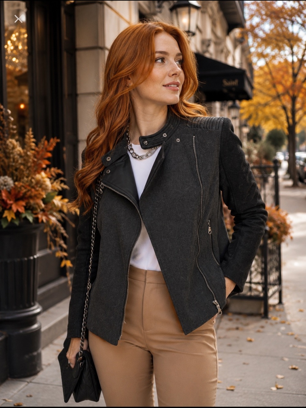Gorgeous Forever 21 Black and Gray Motorcycle Jacket❤️S